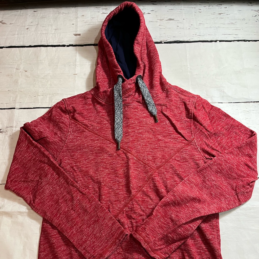 Tom Tailor Hoodie Men’s Medium Red Pullover Fleece Sweatshirt Drawstring Gym